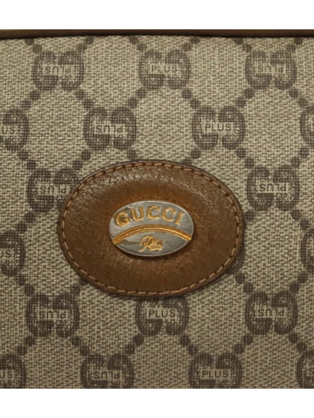 GUCCI GG Plus Supreme Clutch Bag PVC Beige Gold - Picture 15 of 16
